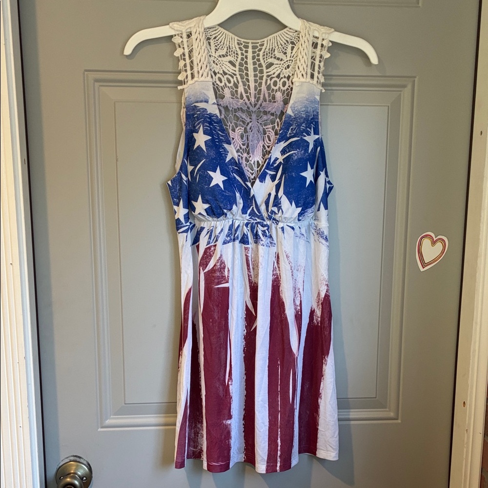 Patriotic Top with Lace Detail